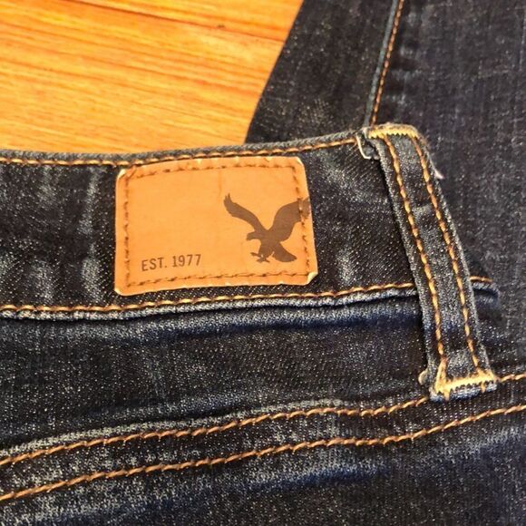 American Eagle Jeans Jegging Super Stretch dark denim fading whiskering 6 long - Picture 5 of 10